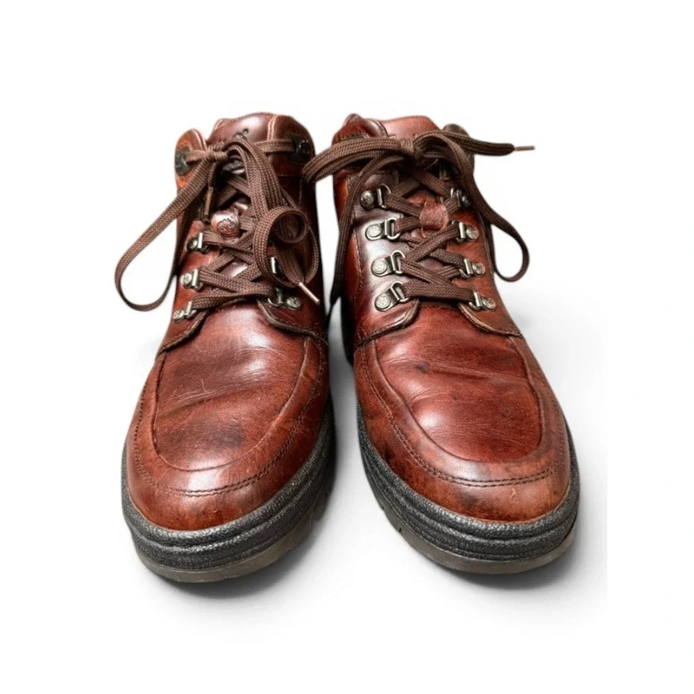 TIMBERLAND‎ Brown Leather Hiking Boots Moc Toe Lug Sole Men's 9–9.5